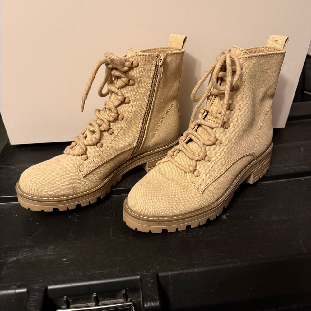 Target Beige Lace-Up Combat Boots